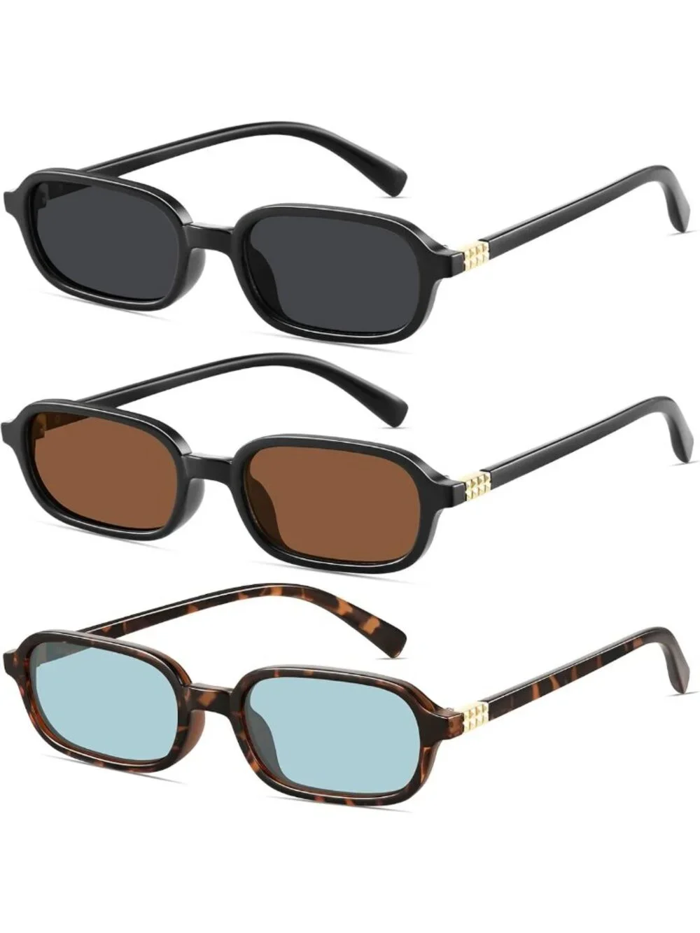 Trendy 90s Retro Rectangular Sunglasses for Women - UV Protection, Small Square
